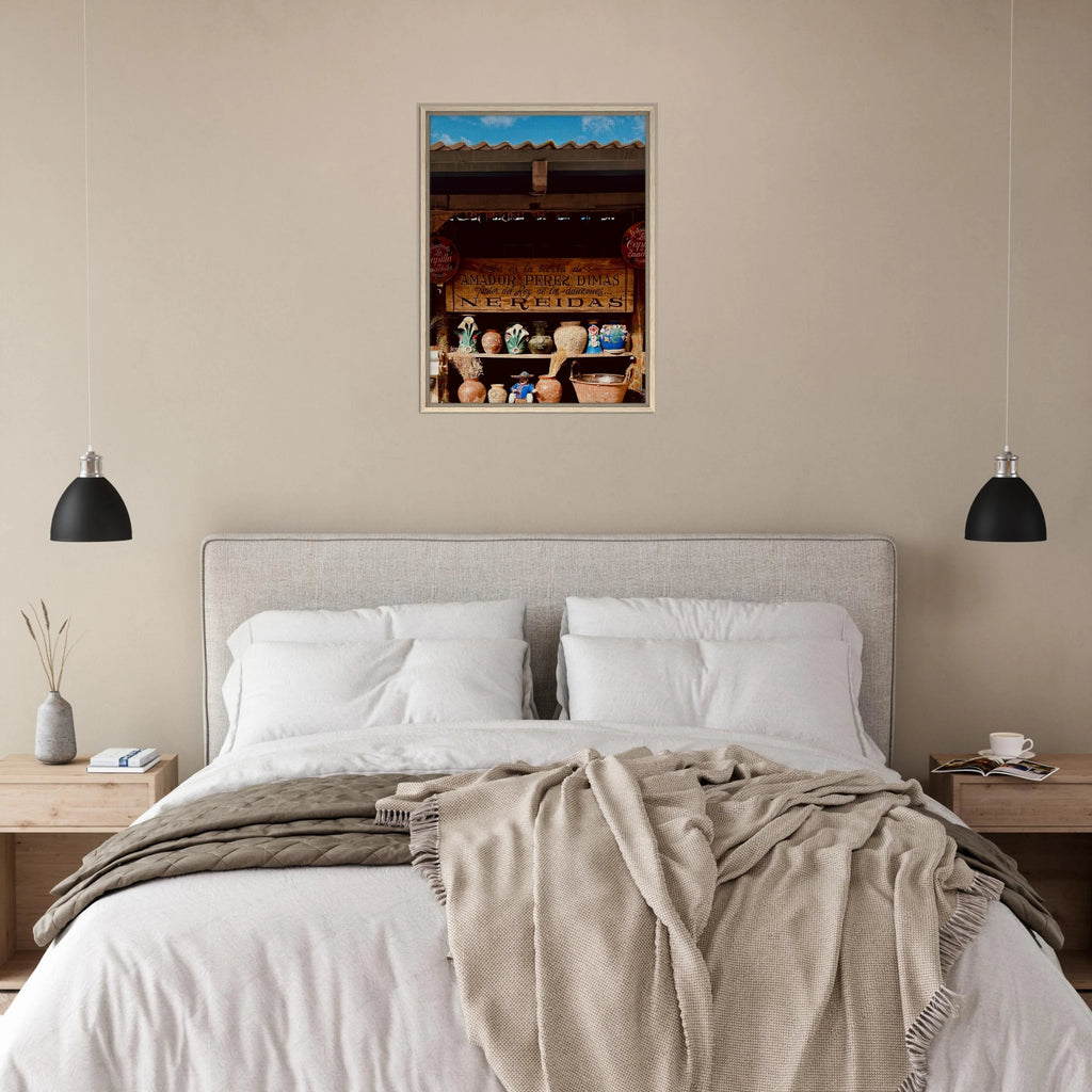 Oaxaca Street Fair framed canvas artwork by CaliCuration from the Mexico travel collection, showcasing vibrant street scene details.