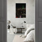 Premium wood-mounted framed poster of NYC downtown night view with Empire State Building from the Travel Collection by My Store