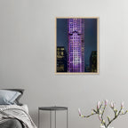 Framed canvas print of NYC holiday skyline in purple elegance, part of My Store's travel collection studio edition.