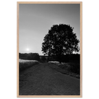 Mounted wooden framed poster of summer in the English Cotswolds, black and white travel print from the Studio Edition collection.