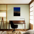 Premium wooden framed canvas print of Los Angeles Downtown Nightglow, elegant home wall art, California Studio Edition.