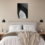 Black and white art print of high heels in water, featuring NYC Hudson River Pier abstract design from the Travel Collection.