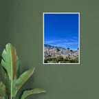 Premium wooden framed poster of a sunny fall day in Palm Springs California, featuring vibrant autumn scenery and studio edition art.