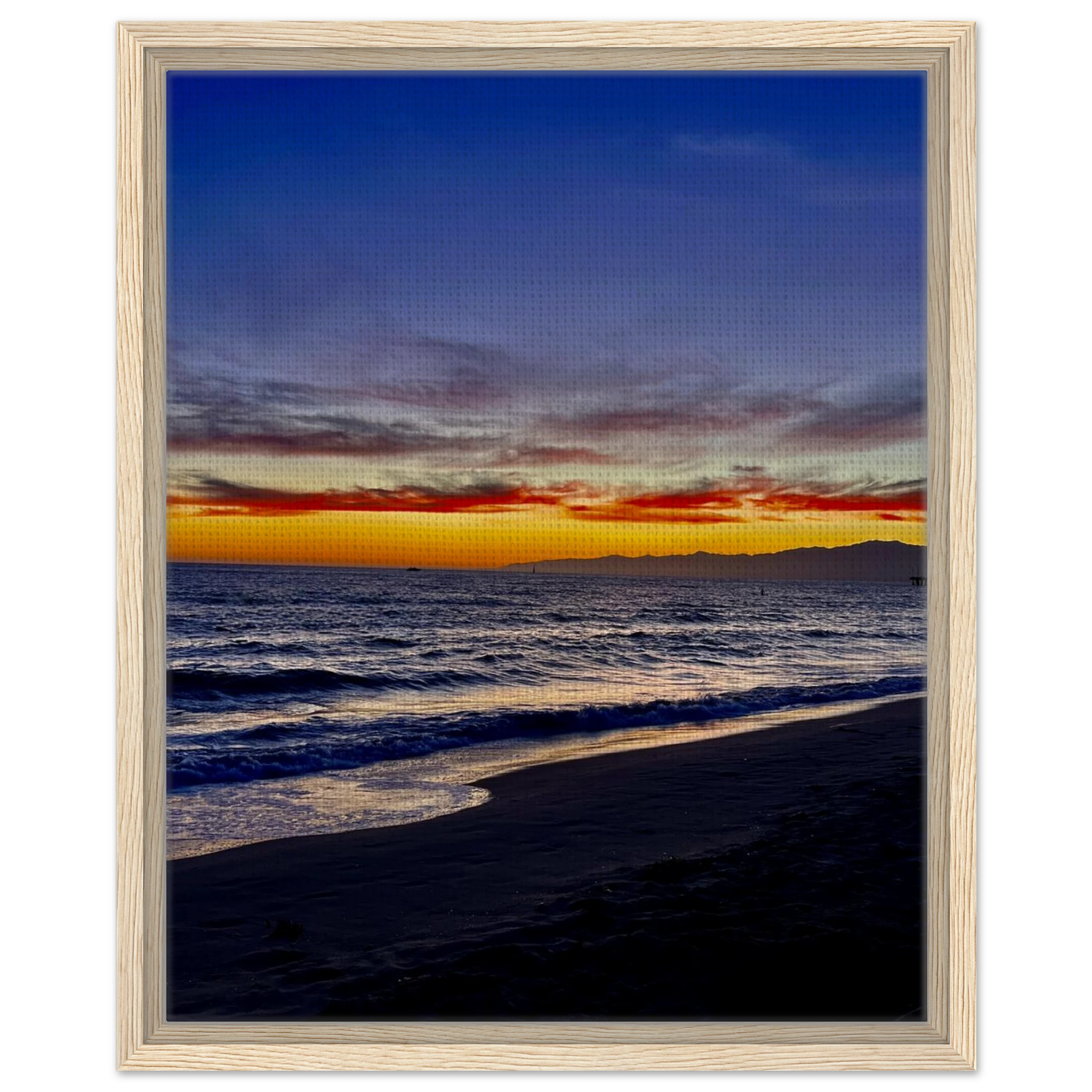 California SUNSET Wall Art print by CaliCuration featuring Venice Beach scene on wooden framed canvas, studio edition spring 2026.