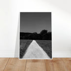 Black and white framed poster of a summer road scene on semi-glossy paper, part of the Travel Collection by My Store.