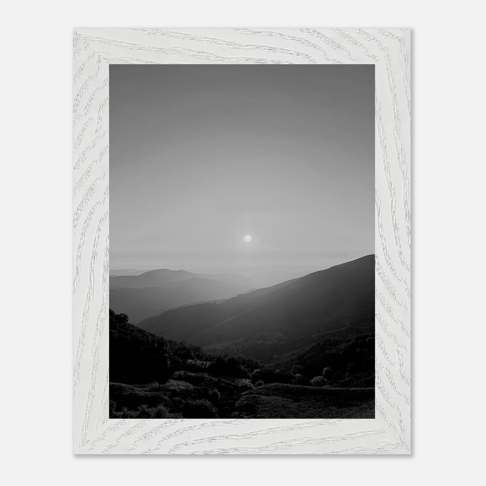 Black and white mounted framed poster of California Central Coast sunset from the Studio Edition travel collection.