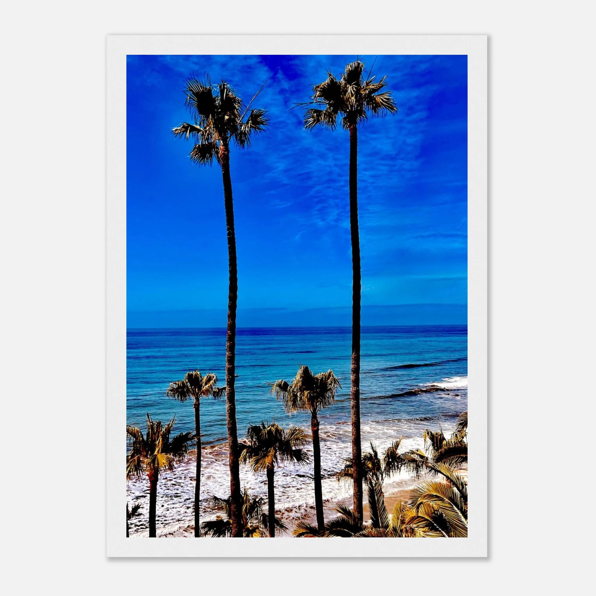Malibu palm tree family framed poster by CaliCuration, California art print featuring spring 2026 studio edition on high-quality print material.