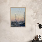 Framed canvas print of a summer evening marina scene in Marina Del Rey, CA with nautical and chic tones, California Canvas Studio Edition