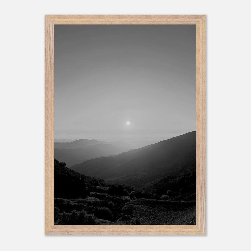 Black and white framed poster of California Central Coast sunset, part of the Studio Edition travel collection, mounted print.