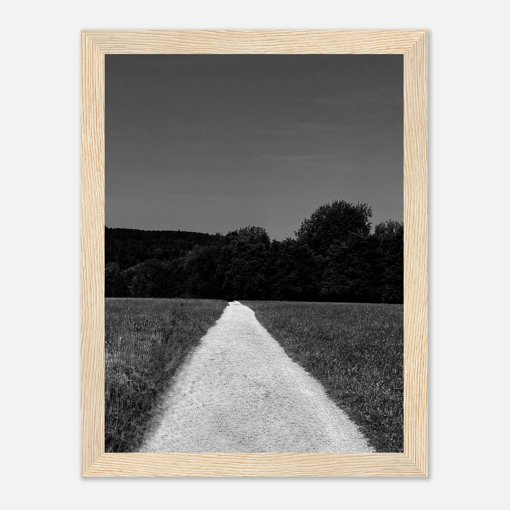 Black and white framed poster of a summer road scene on semi-glossy paper, part of the Travel Collection by My Store.