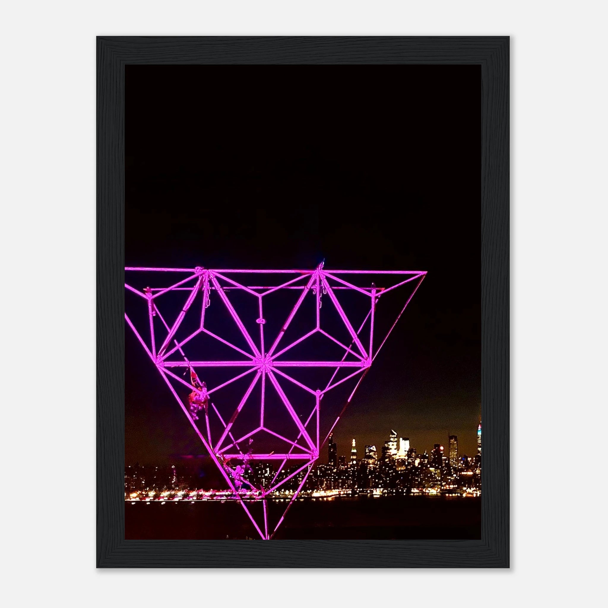 Framed print of New York City holiday art installation featuring Manhattan night view with Empire State Building, travel collection by My Store