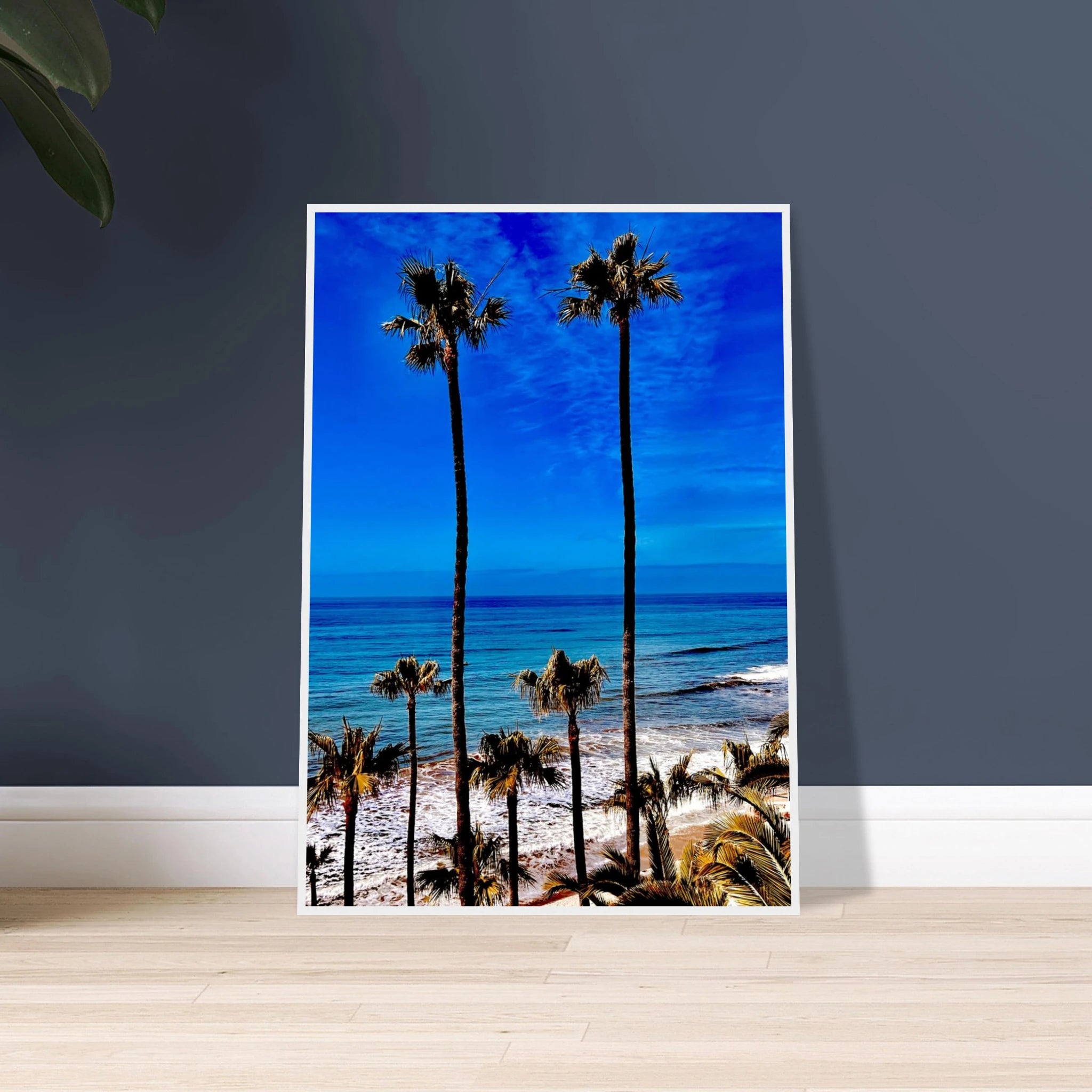 CaliCuration Malibu Palm Tree Family framed print, California art poster featuring palm trees and vibrant spring colors.