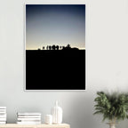 Black and white framed poster of Hollywood Hills city lights, California landscape print from the Summer Hike series by My Store.
