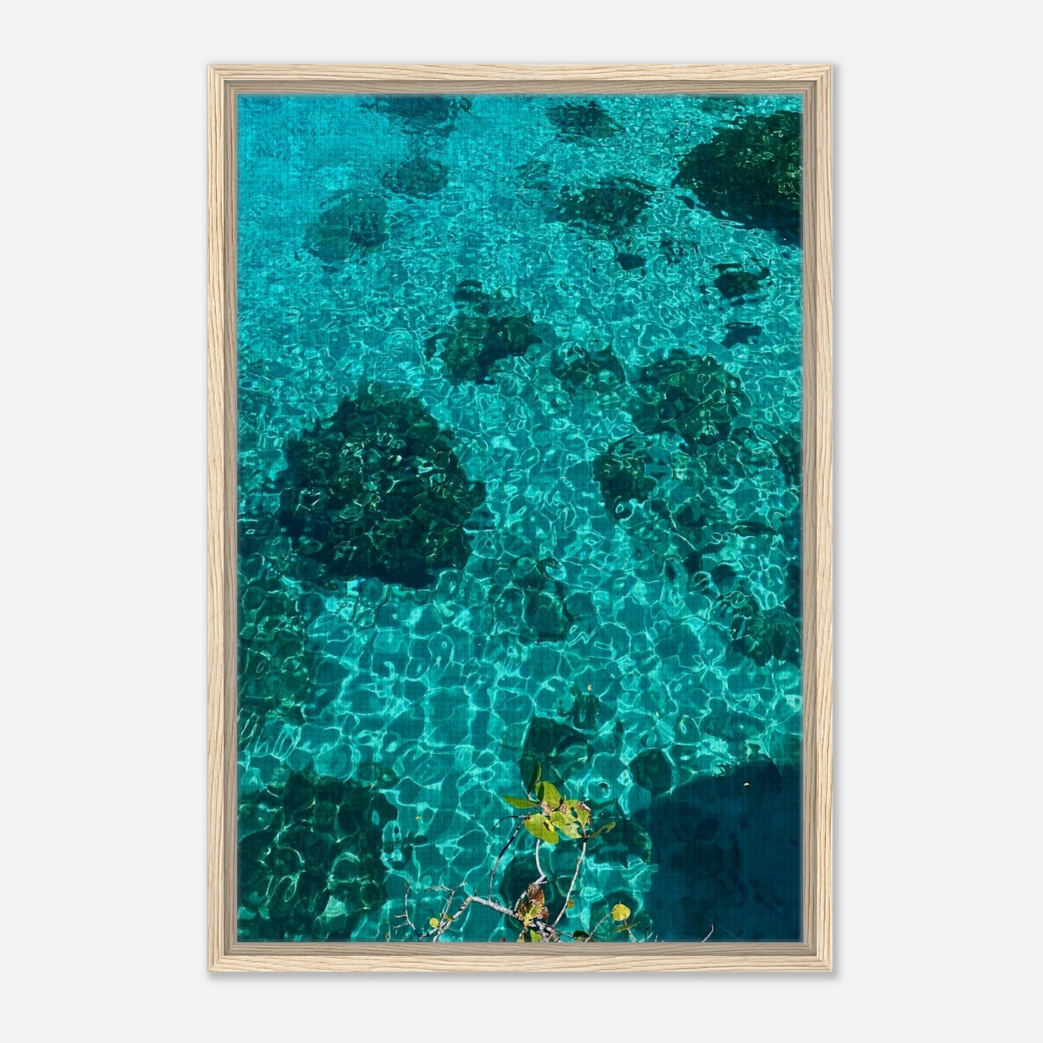 Vibrant tropical summer coastal artwork framed print featuring colorful travel-inspired beach scene on canvas art piece.