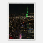 Wood mounted framed poster of NYC downtown night view featuring the Empire State Building, part of the Travel Collection by My Store.