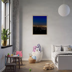 Premium wooden framed canvas print of Los Angeles Downtown Nightglow, elegant home wall art featuring vibrant city skyline.