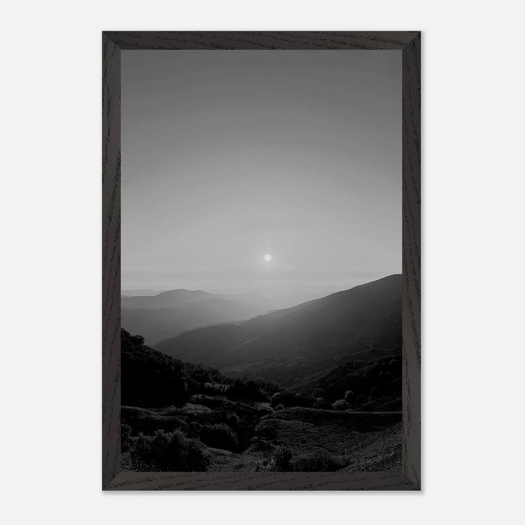 Black and white mounted framed poster of California Central Coast sunset from the Studio Edition travel collection.