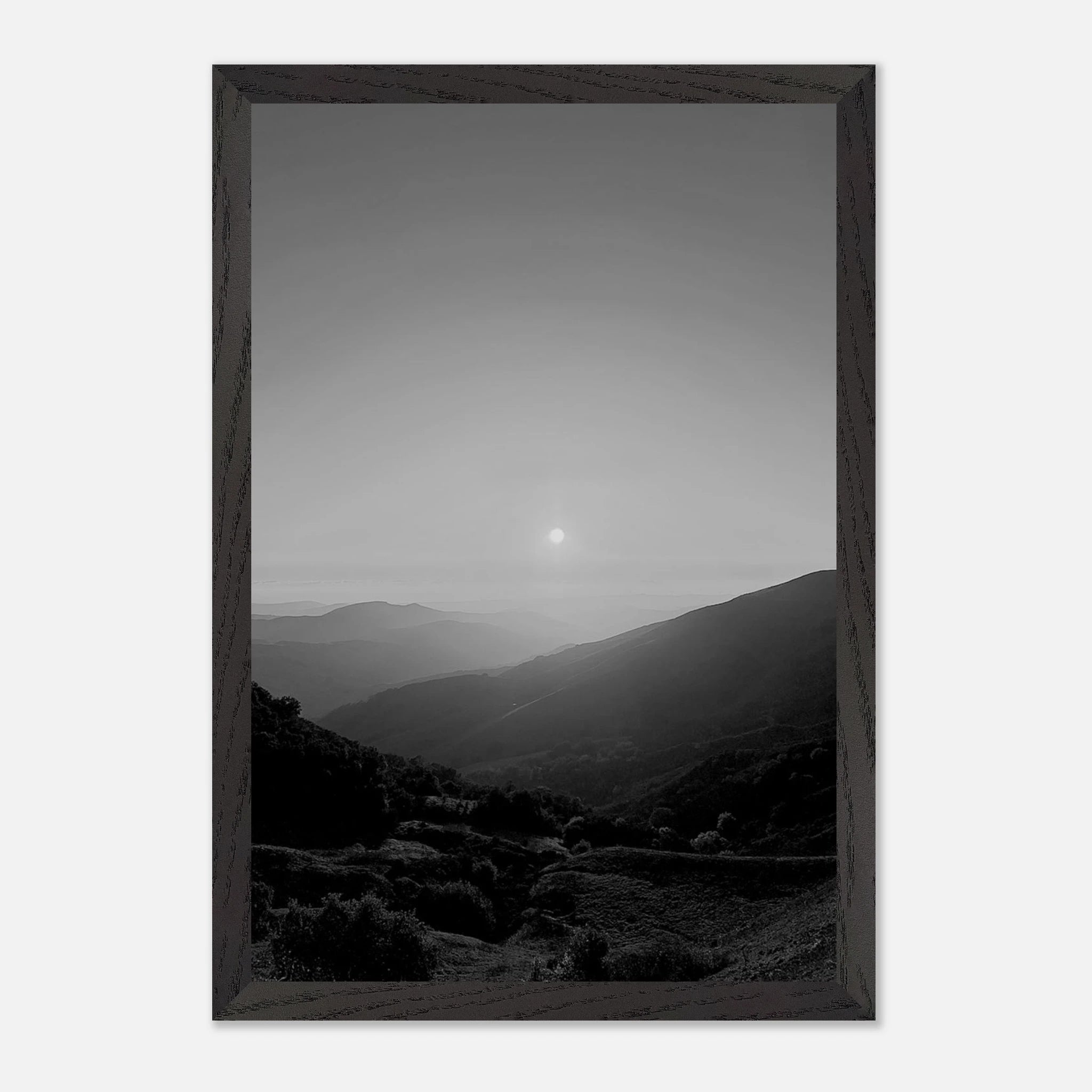 Black and white mounted framed poster of California Central Coast sunset from the Studio Edition travel collection.