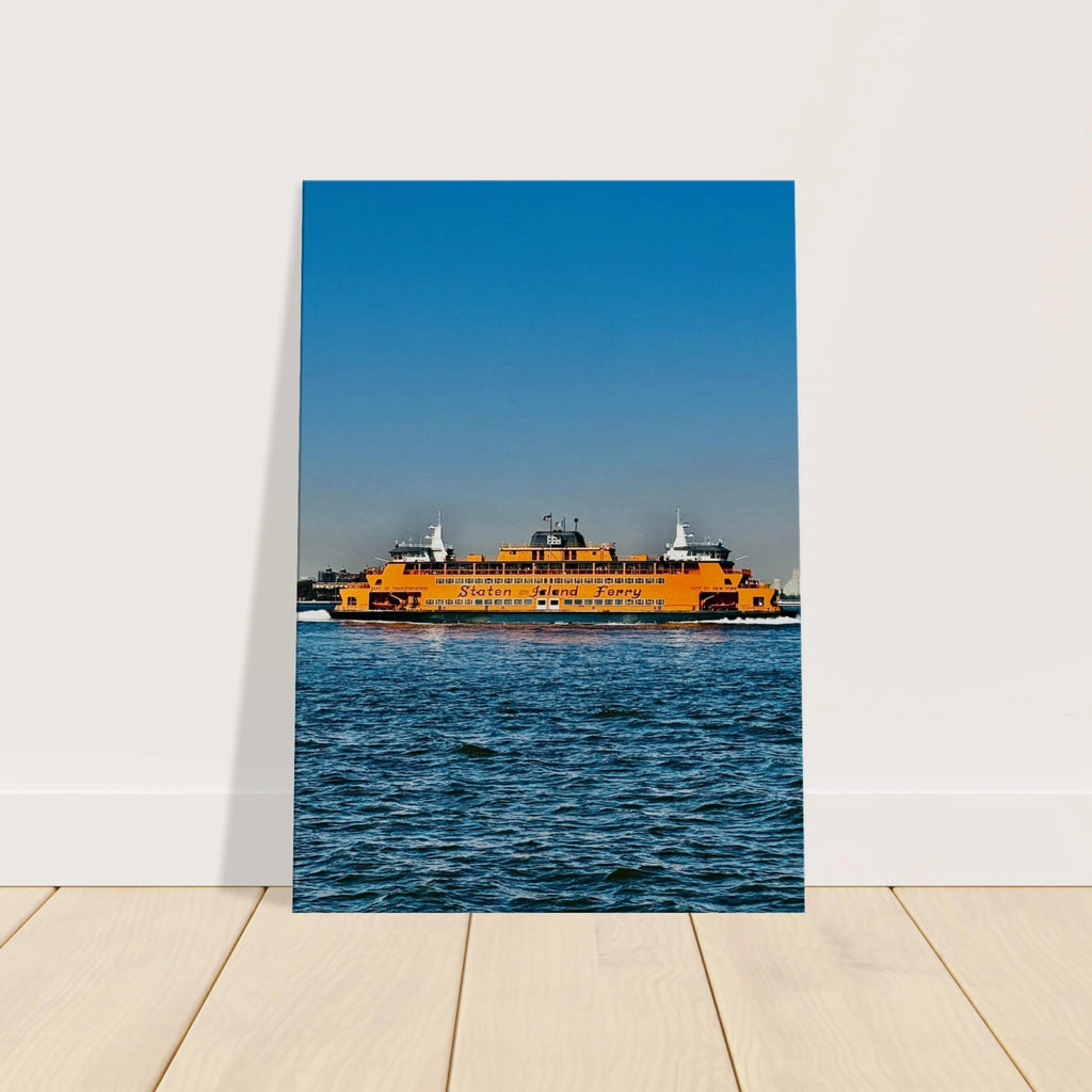 NYC skyline canvas print featuring the iconic Staten Island Ferry from CaliCuration's Travel Collection, studio edition artwork.