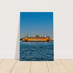 NYC skyline canvas print featuring the iconic Staten Island Ferry from CaliCuration's Travel Collection, studio edition artwork.