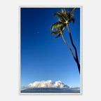 Hawaii Volcano Clouds and Pacific scene framed print by CaliCuration, showcasing vibrant island landscape and volcanic clouds.