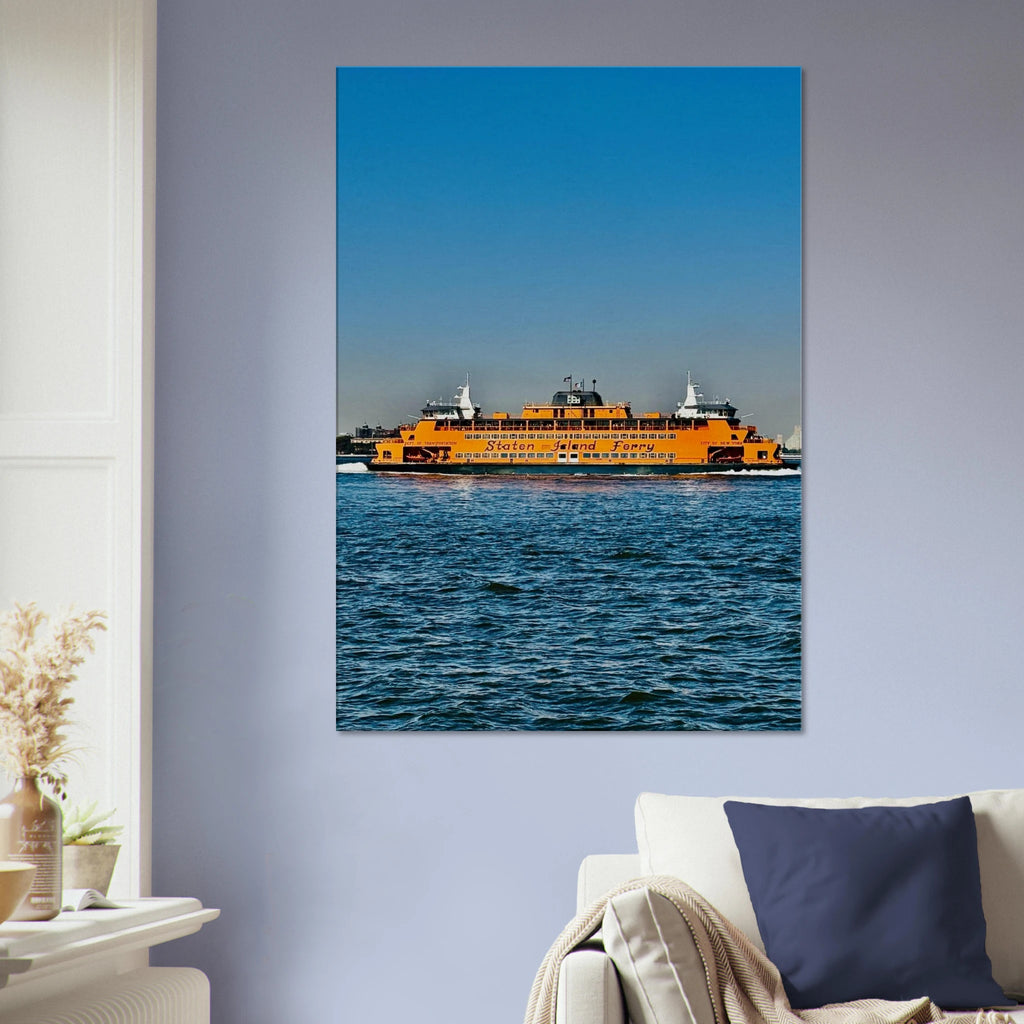 NYC skyline canvas print featuring the Staten Island Ferry, part of CaliCuration's travel collection studio edition artwork.