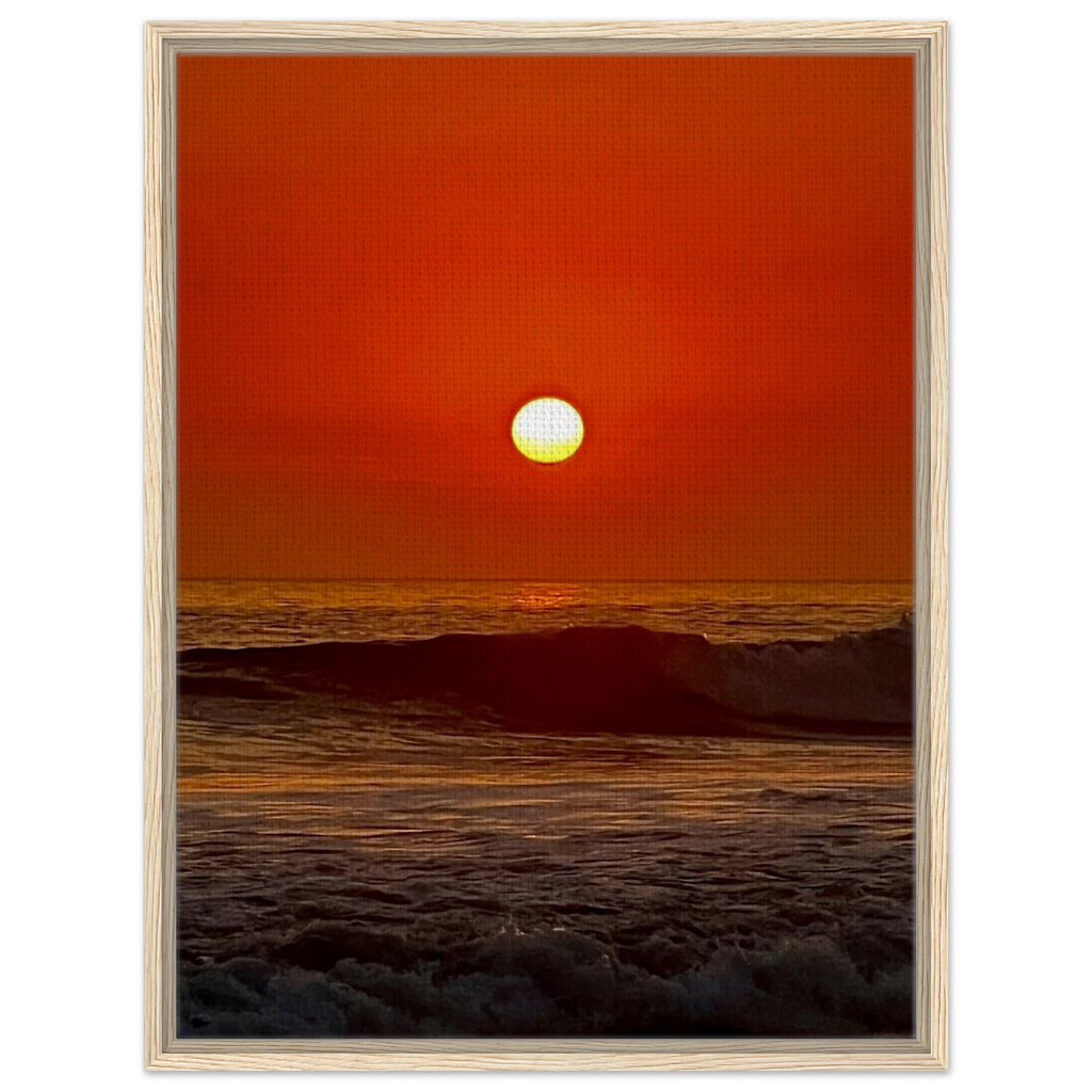 Southern California Red Sunset framed canvas print by CaliCuration, featuring vibrant sunset colors on high-quality print material.