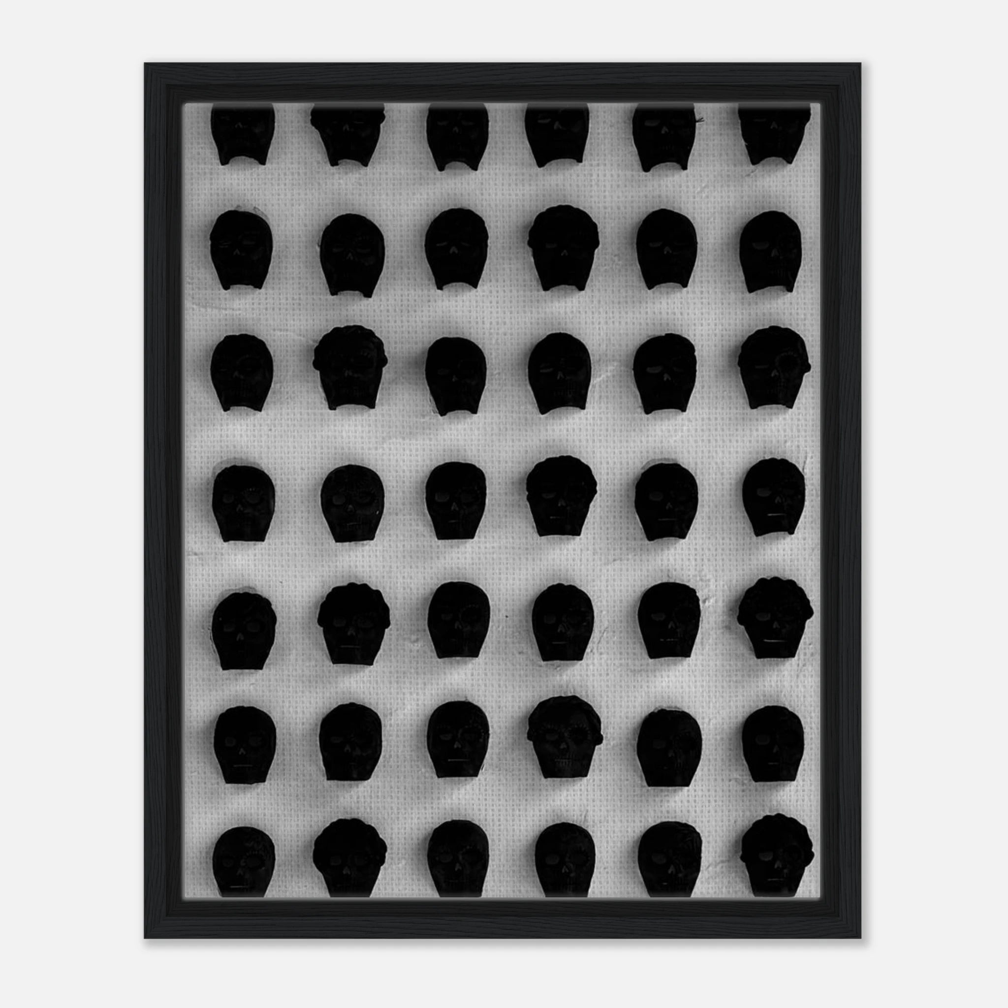 Black and white monochrome skull grid canvas wall art featuring minimalist abstract skull design, modern travel photography for home decor.