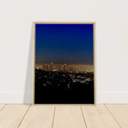 Premium wooden framed canvas print of Los Angeles Downtown Nightglow, elegant California wall art by My Store, studio edition.