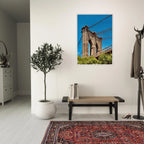 Framed NYC Brooklyn Bridge poster featuring a Dumbo view, perfect for travel decor, from the Studio Edition collection.