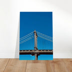 Sunny Winter Day canvas print featuring Manhattan Bridge in NYC, showcasing vibrant colors and detailed urban scenery.
