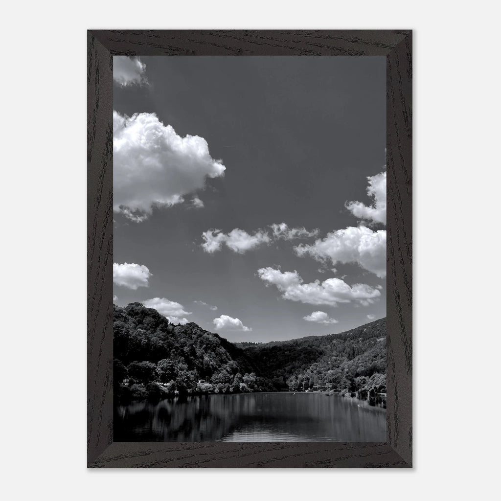 Black and white mounted framed poster of a German river view, part of the Studio Edition travel collection.