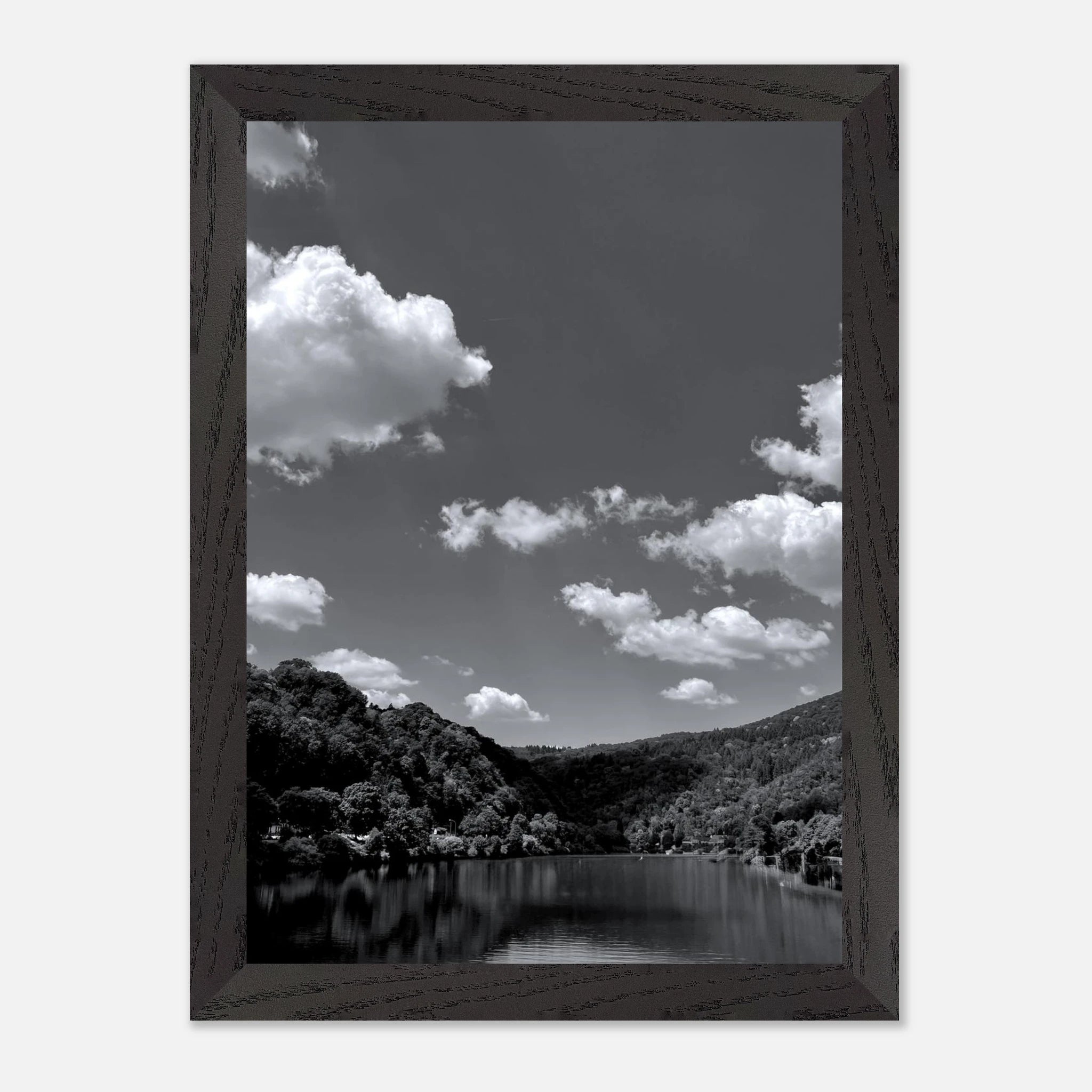 Black and white mounted framed poster of a German river view, part of the Studio Edition travel collection.