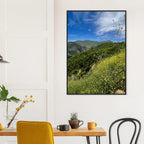 Malibu Canyon Wildflowers wooden framed poster on museum-quality matte paper wall art showcasing California native flora.