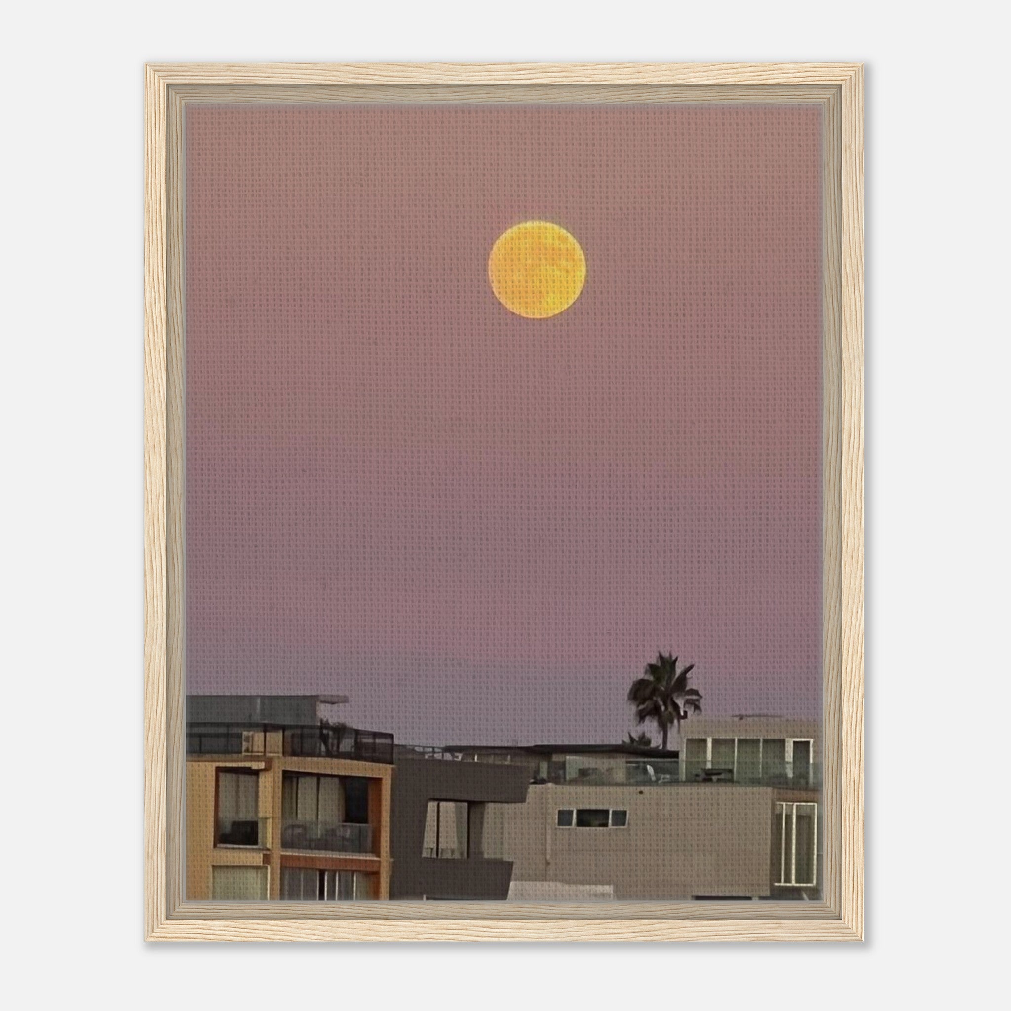 Beach Moody Wall Art print by California Canvas featuring a moon and harvest scene on framed canvas wall hanging.