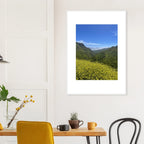High-quality framed art print of Malibu Canyon in spring bloom with wildflowers, showcasing vibrant California landscape artwork.