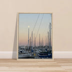 Framed canvas print of Summer Evening Marina Del Rey California with nautical themes and chic tones, by California Canvas Studio Edition.