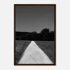 Black and white framed poster of a summer road scene from the Travel Collection, printed on premium semi-glossy paper.