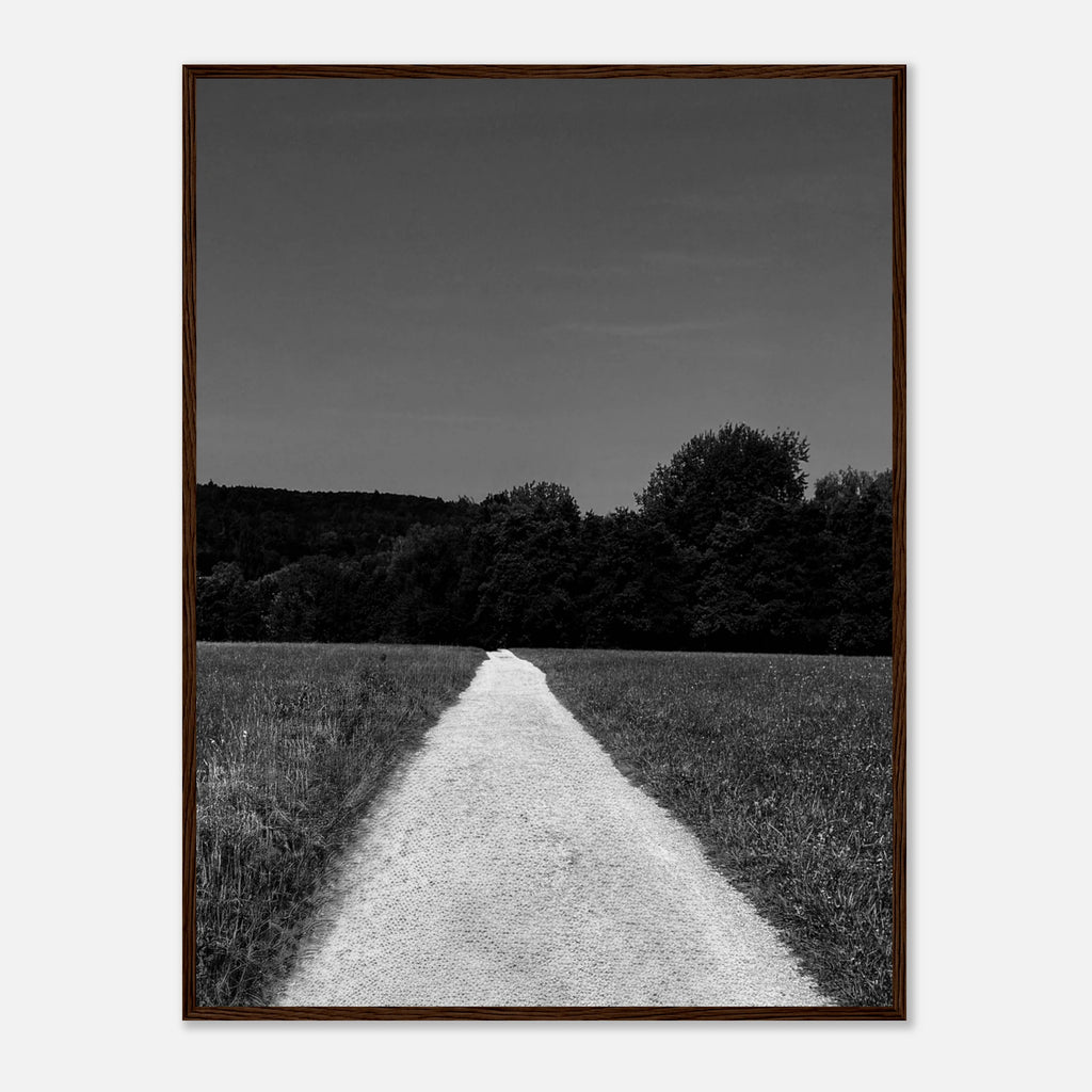 Black and white framed poster of a summer road scene, printed on semi-glossy paper, from the Travel Collection by My Store.