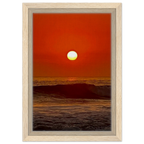 California Red Sunset framed canvas print by CaliCuration featuring vibrant red sunset hues in a studio edition.