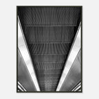 Black and white framed print of London Tube escalator abstract artwork from the Travel Collection by My Store.
