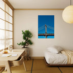 Sunny Winter Day canvas print of Manhattan Bridge NYC art, featuring vibrant travel-inspired scene for home decorating.