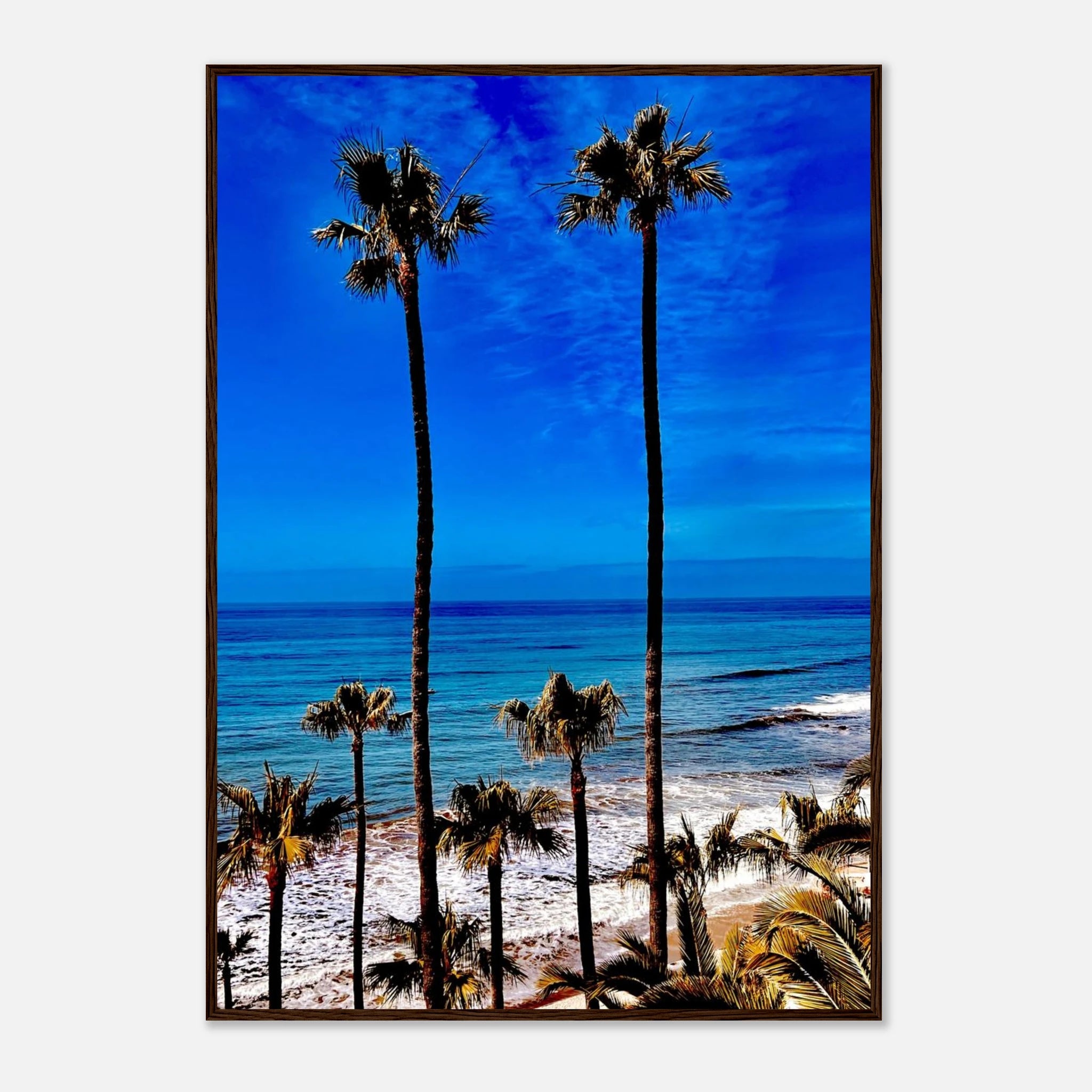 Malibu Palm Tree Family framed poster by CaliCuration featuring California art print on high-quality print material.