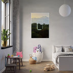 Color print titled "A Window into Jungle Stillness" by CaliCuration, showcasing lush jungle scene in vibrant colors.