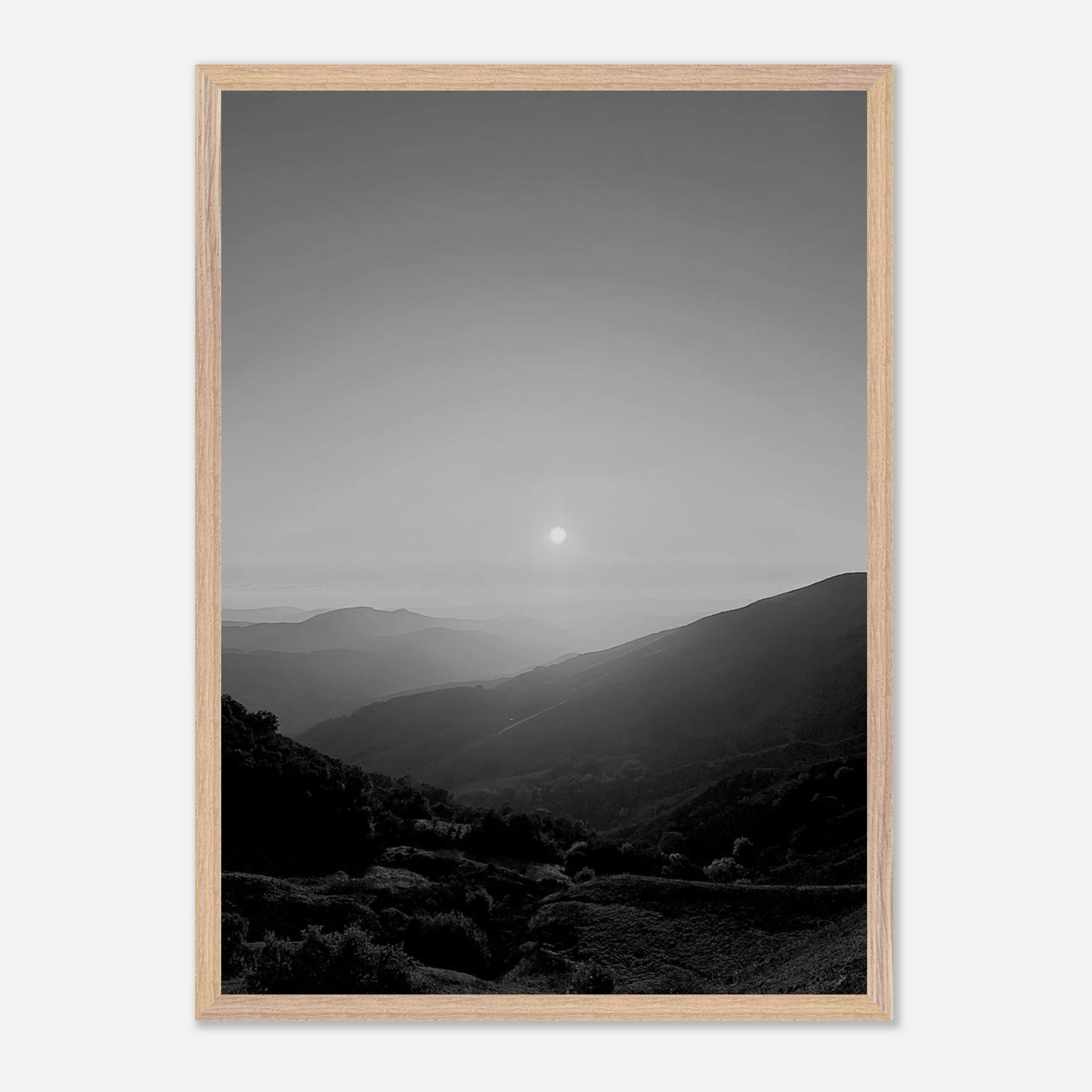 Black and white mounted framed poster of California Central Coast sunset from the Studio Edition travel collection, printed on high-quality material.