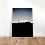 Black and white framed poster of Hollywood Hills and city lights from the Summer Hike series, California poster art by Studio Edition My Store