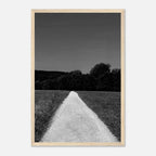 Semi-glossy paper framed poster of a black and white summer road scene from the Holiday 25 Travel Collection by My Store.