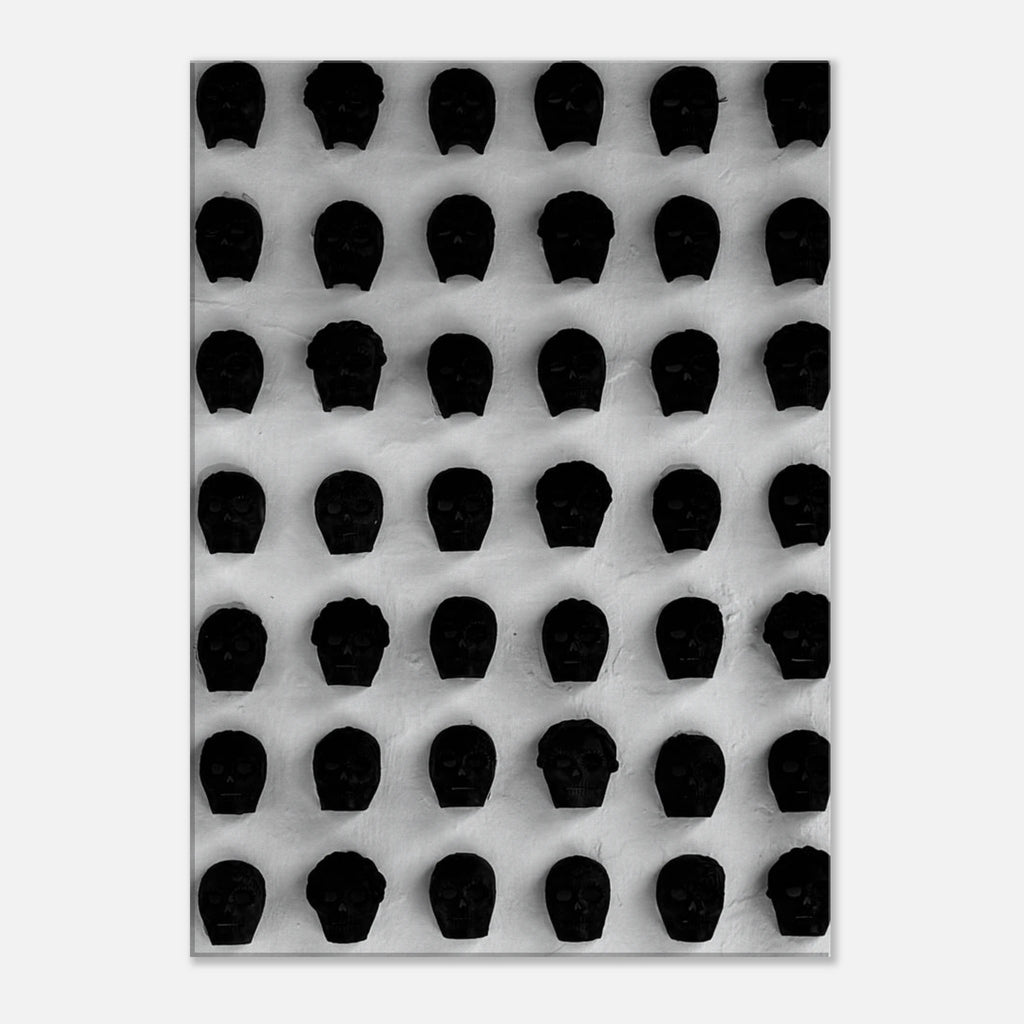 Black and white monochrome skull grid canvas wall art by My Store, featuring minimalist abstract skull photography for modern decor.