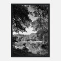 Black and white framed print of Upstate NY summer lake scene from the Studio Edition Travel Collection by My Store.