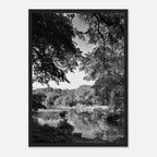 Black and white framed print of Upstate NY summer lake scene from the Studio Edition Travel Collection by My Store.